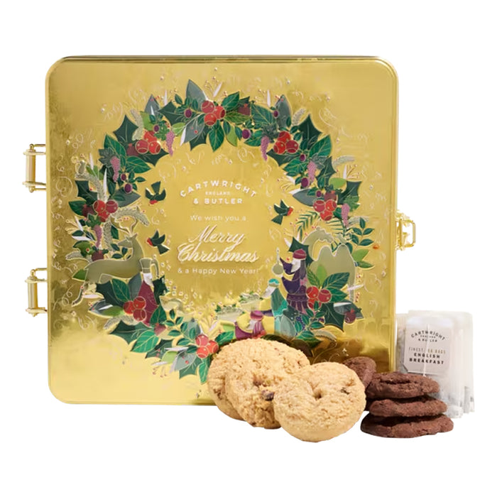 Scatola Merry Christmas & Happy New Year con tè e biscotti 390g