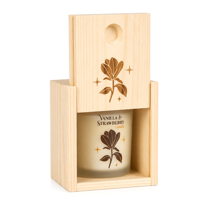 Candela in box legno "Vaniglia e Fragola" 70g