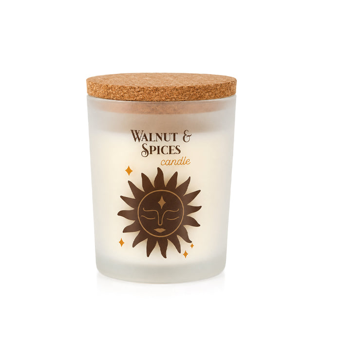 Candela in box legno "Noci & Spezie" 70g