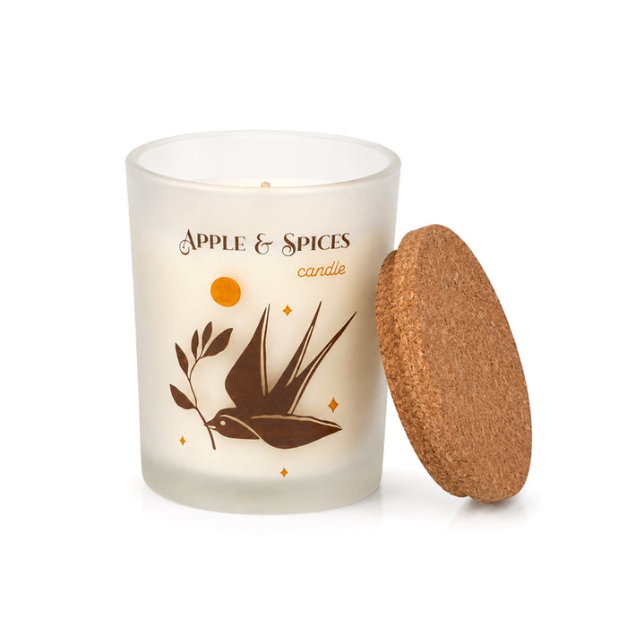 Candela in box legno "Mela e Spezie" 70g