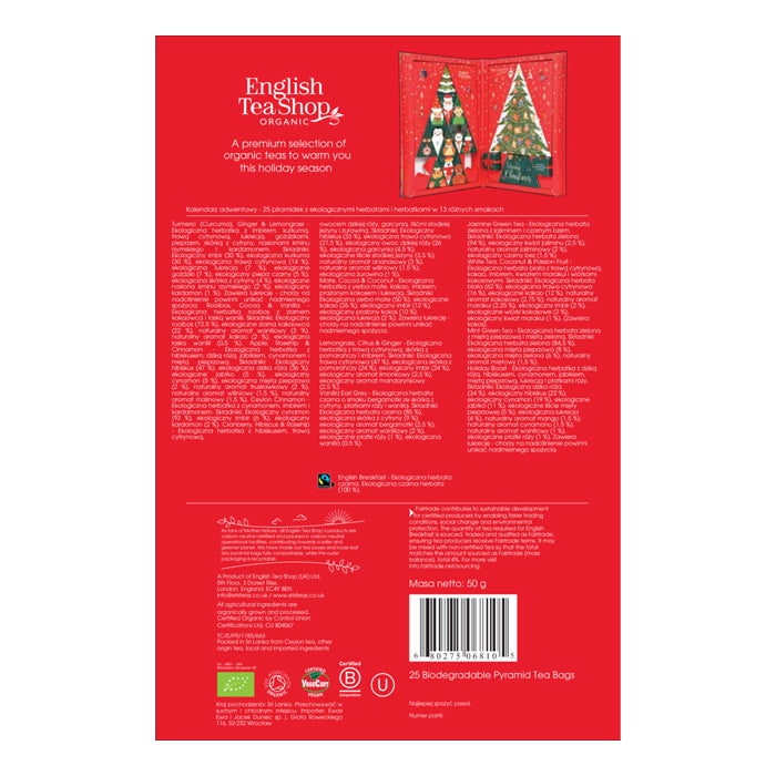 Calendario dell'Avvento "Tea Book" con tè e tisane BIO (rosso)