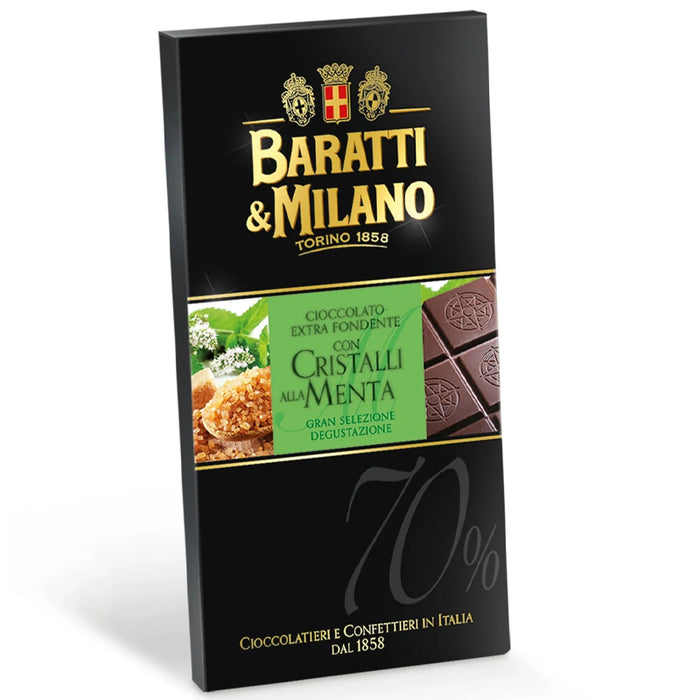 Tavoletta Extra Fondente 70% con Cristalli di Menta 75g