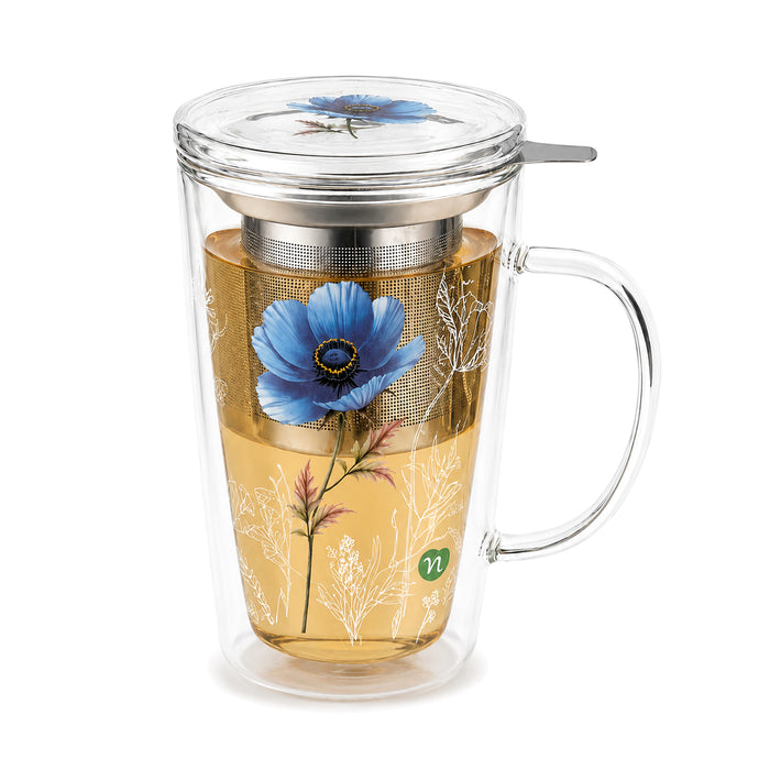 Infusiera in vetro "Anemone Blu" 300ml