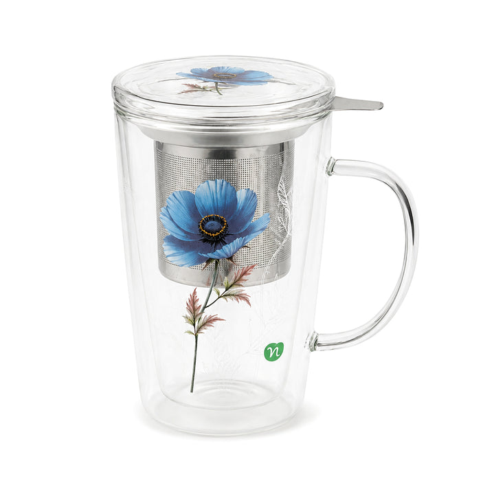 Infusiera in vetro "Anemone Blu" 300ml