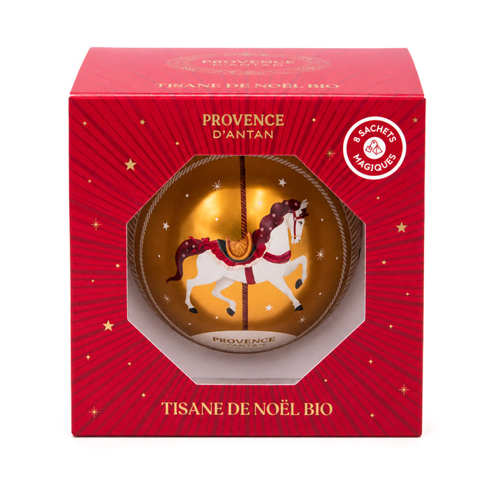 Pallina di Natale con tisane BIO 8 filtri (dorata)
