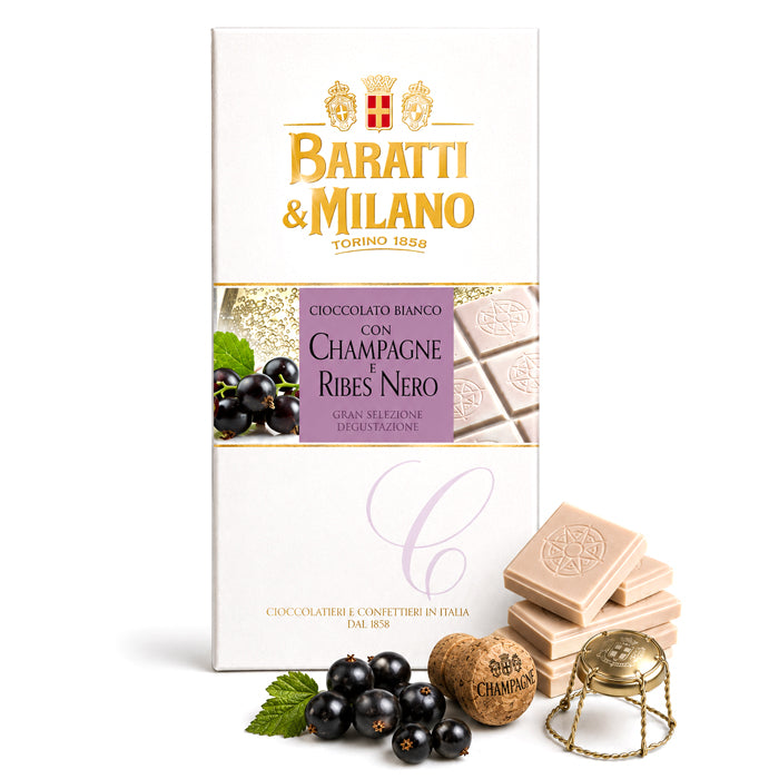Tavoletta Cioccolato Bianco, Champagne e Ribes 75g