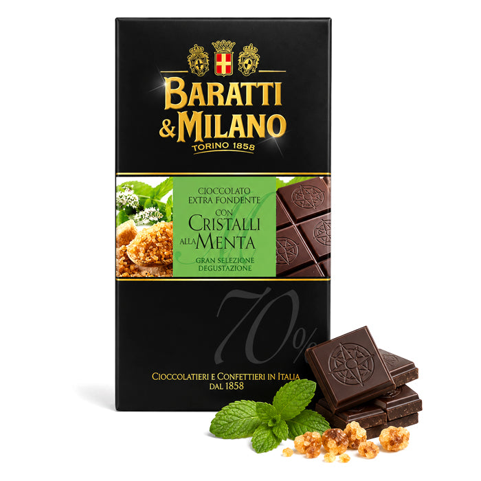 Tavoletta Fondente 70% con Cristalli di Menta 75g