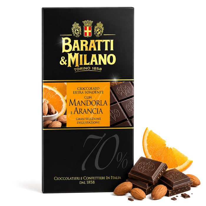 Tavoletta Fondente 70% Mandorle e Arancia 75g