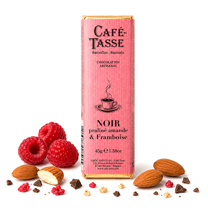 Barretta Fondente con mandorle e lamponi 45g