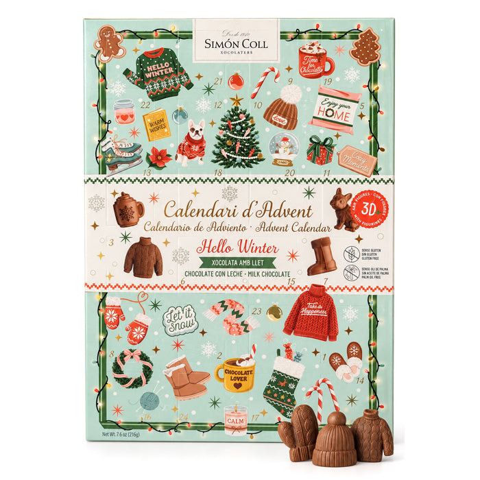 Calendario dell’avvento "Hello Winter" con figure 3D di cioccolato 216g