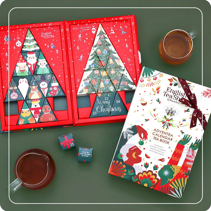 Calendario dell'Avvento "Tea Book" con tè e tisane BIO (rosso)