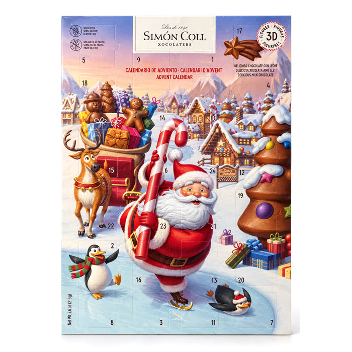 Calendario dell’avvento "Santa" con figure 3D di cioccolato 216g