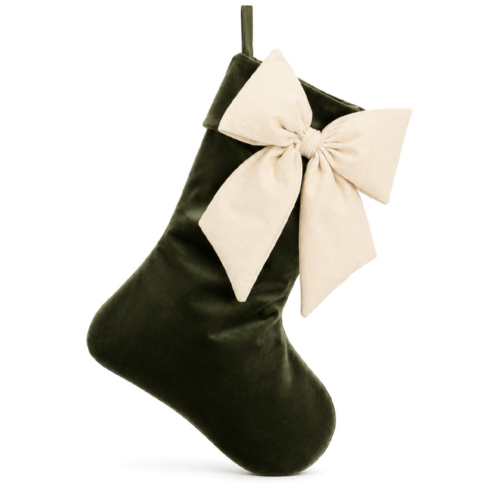 Calza della Befana “Velvet Bow” Verde – 40 cm