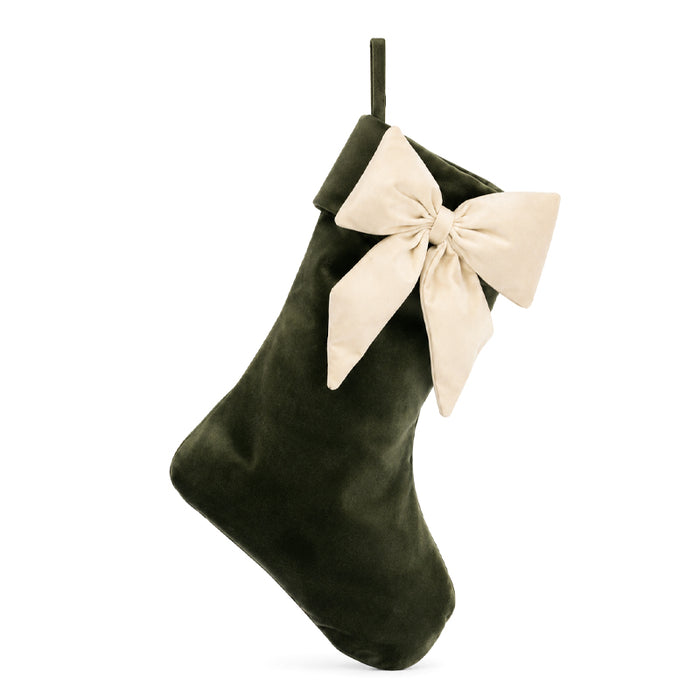 Calza della Befana “Velvet Bow” Verde – 30 cm