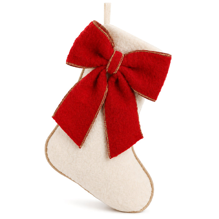 Calza della Befana “Red Bow” Bianca – 40 cm