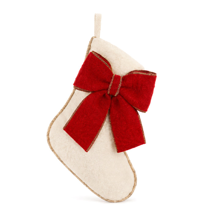Calza della Befana “Red Bow” Bianca – 30 cm