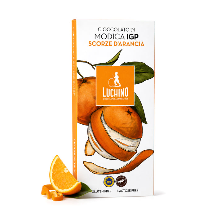 Cioccolato di Modica IGP con Scorze d’Arancia 100g