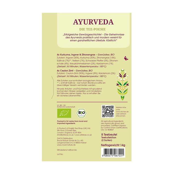 Mini Libro "Ayurveda" con Tisane Bio 8 filtri