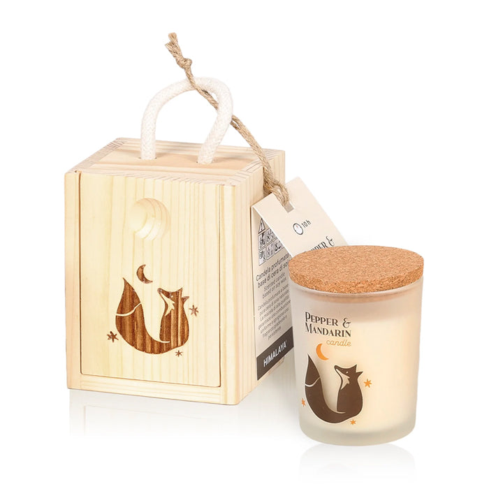 Candela Pepe & Mandarino in box legno 70g