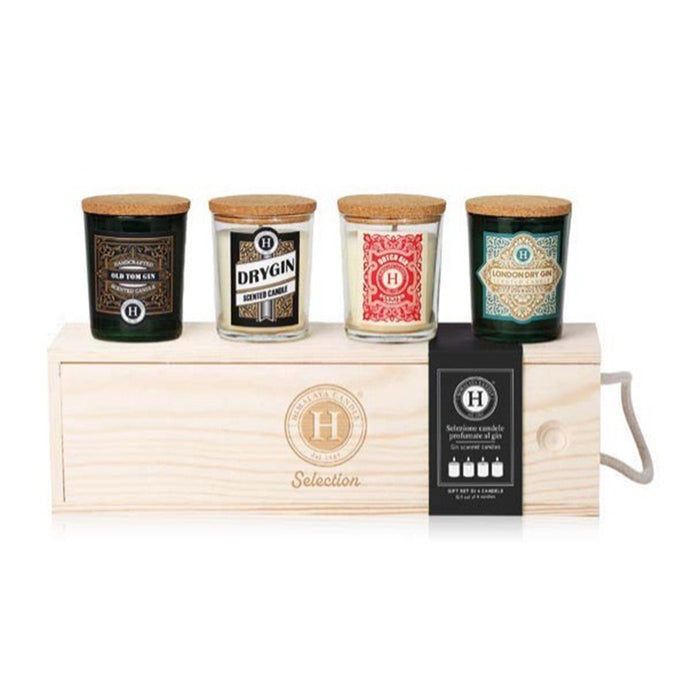 Set Candele al Gin in box legno 4x75g