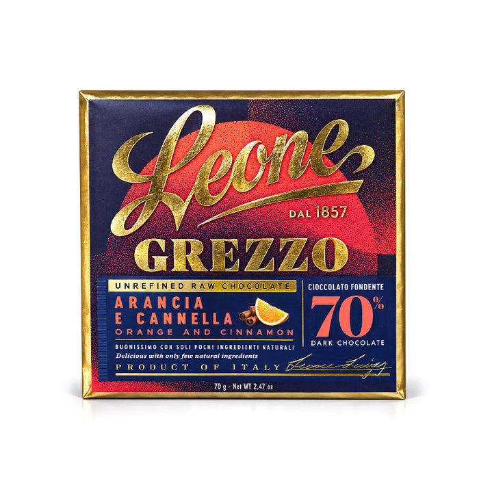 Tavoletta fondente "Grezzo" Arancia e Cannella 70g