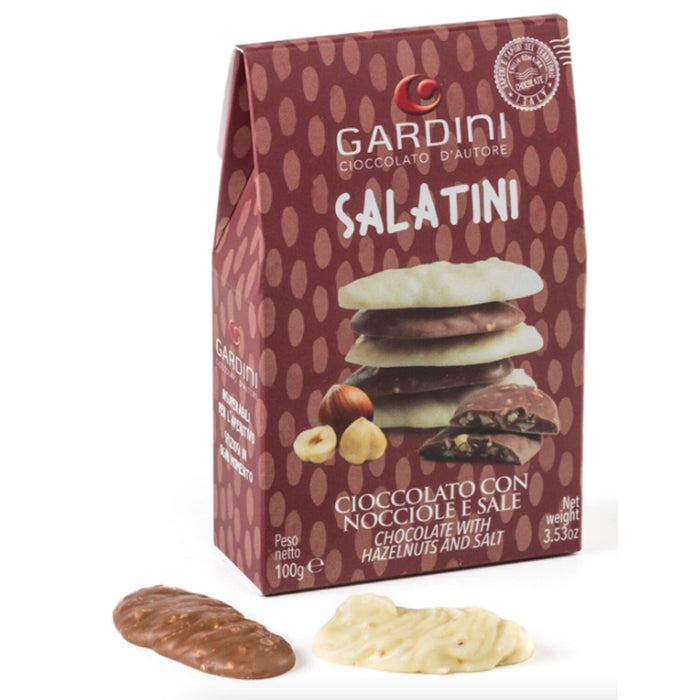 Linguette di cioccolato Nocciole e Sale dolce di Cervia 100g