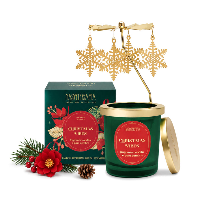 Candela "Christmas Vibes" con giostra 180g
