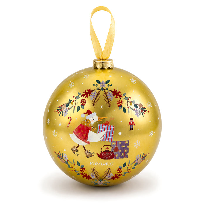 Red Christmas ball with 'Christmas Tea'