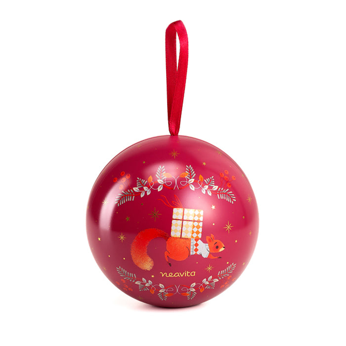 Red Christmas ball with 'Christmas Tea'