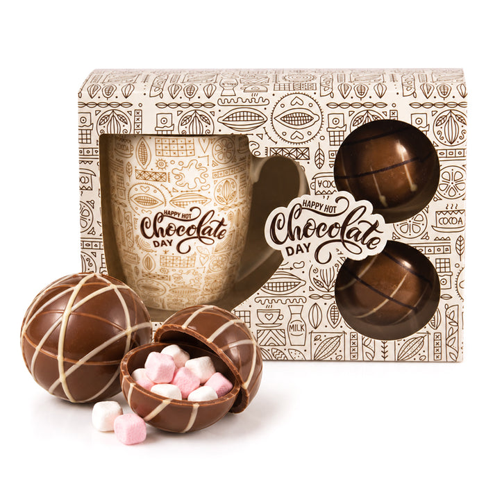 Tazza con 2 Hot Chocolate Bombs con mini marshmallow 90g
