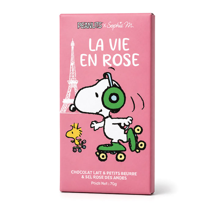 Tavoletta "Snoopy" Latte con Biscottini e Sale rosa 70g