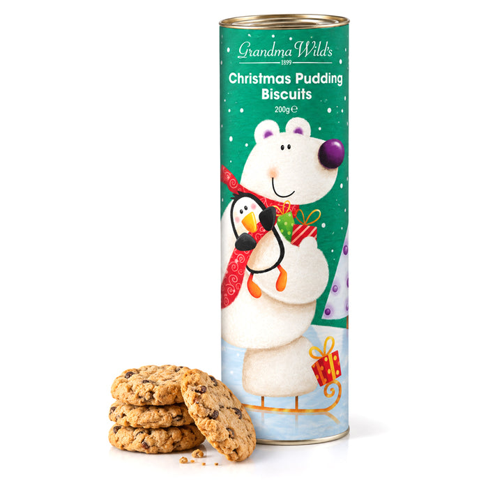 Maxi Tubo "Orso Polare" con Biscotti al Christmas Pudding 200g