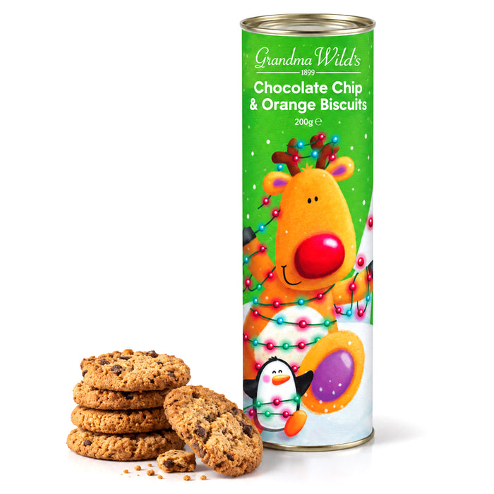Maxi Tubo "Renna" con Biscotti arancia e cioccolato 200g