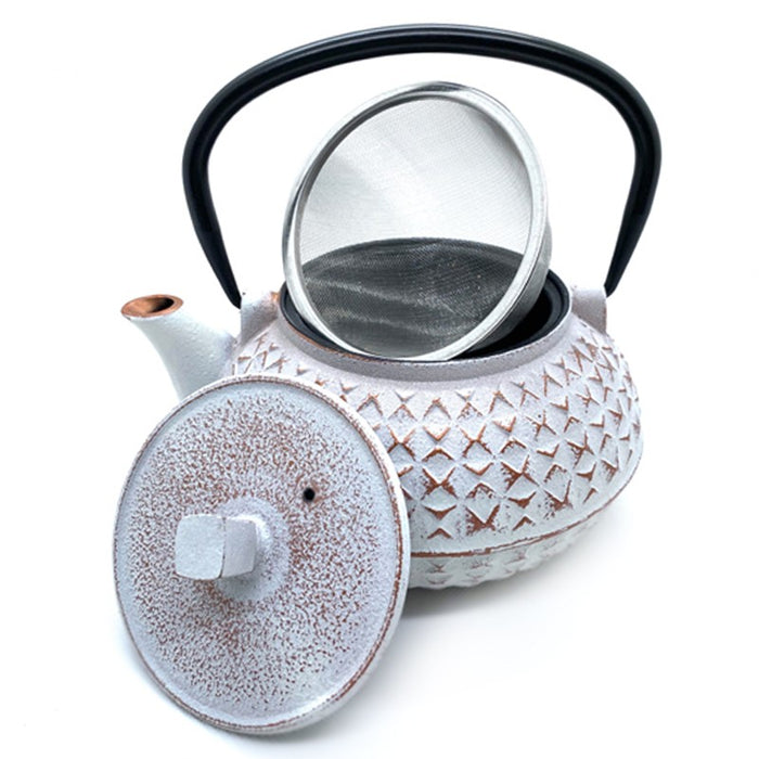 White 'Miyako' cast iron teapot