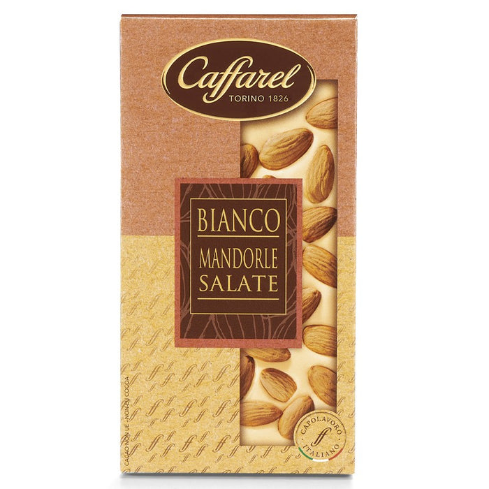 White chocolate bar with salted almonds 150g