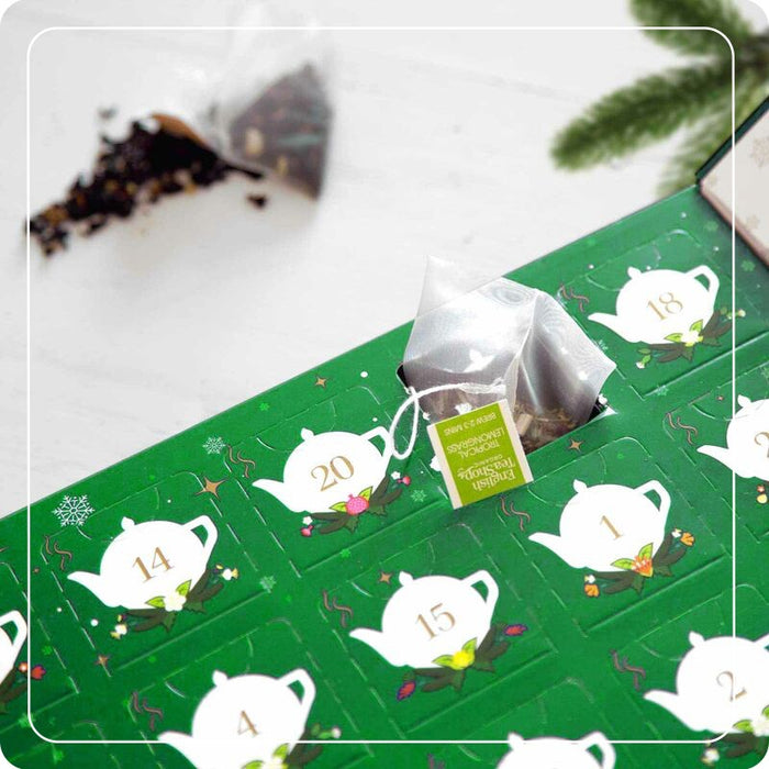 Green Advent Calendar with Tea and Herbal Teas