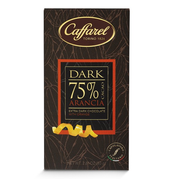 75% dark chocolate bar with orange 80g